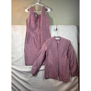 Vintage Rona Rowan Pink Silk Dress & Jacket Size 10